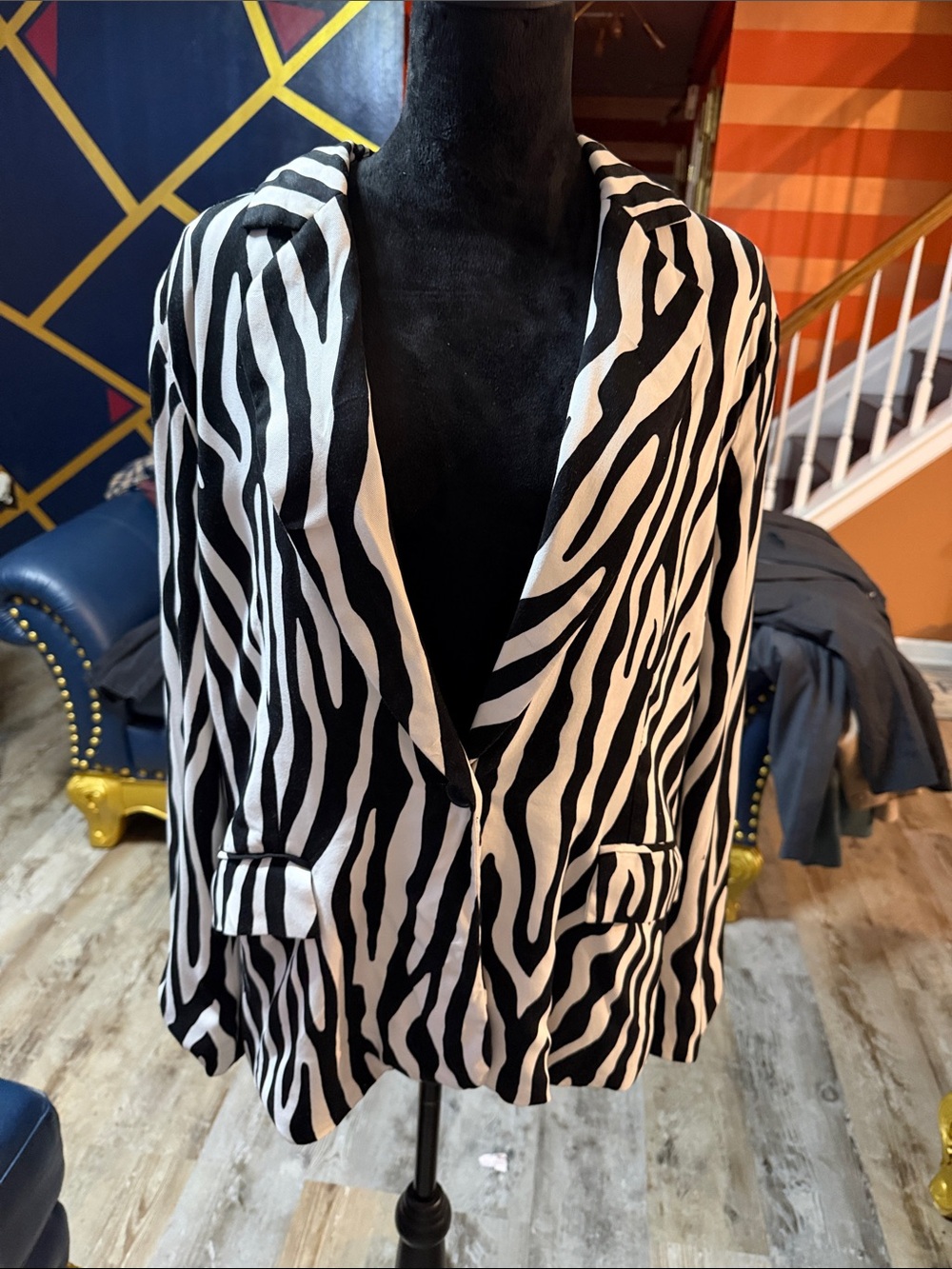 NY&Co Black & White Zebra Print Blazer Jacket - Women's